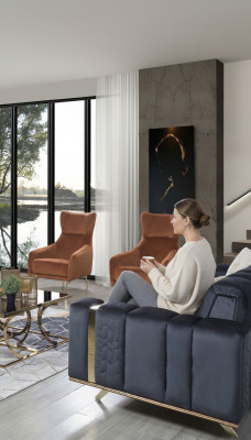 Fotel Jednoosobowy Luksusowa Podkładka Meble Salon Brązowy Fotel Włókienniczy Lounge Nowy