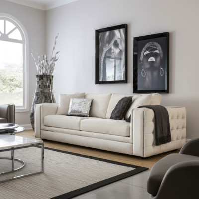 Klasyczna trzyosobowa sofa Chesterfield Meble luksusowe kanapy beżowe 3 sofy Siedziba