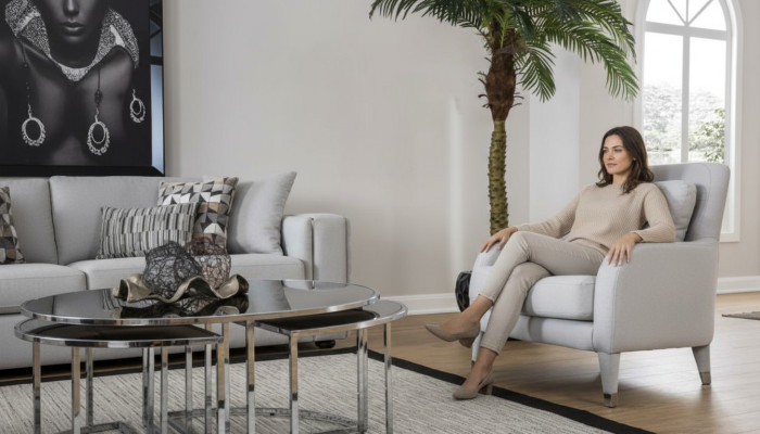 Fotel miejsce siedzące Design Living Room Podkładka Drewno Podkładka Modern Luxury Grey Nowość