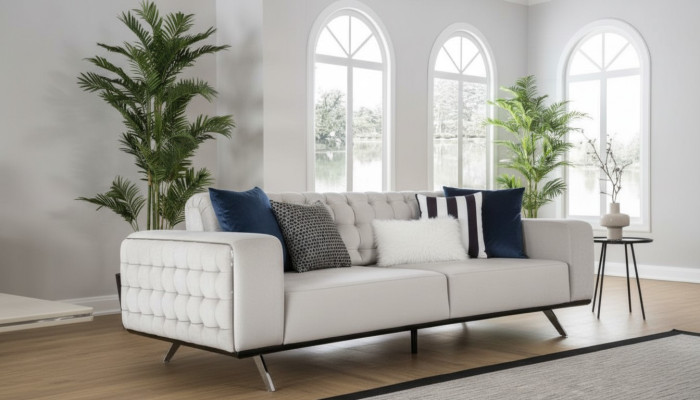 Luksusowa sofa do salonu 2 Siedziba dwuosobowa Biała Kanapa Chesterfield Kanapy Nowość
