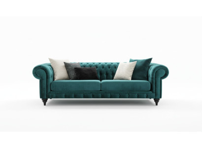 Klasyczna Sofa Trzyosobowa Chesterfield Meble Luksusowe Kanapy Zielone 3 Sofy Siedziba