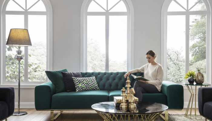 Luksusowa Sofa do Salonu 2 Siedziba Dwuosobowa Zielona Kanapa Chesterfield Kanapy Nowość