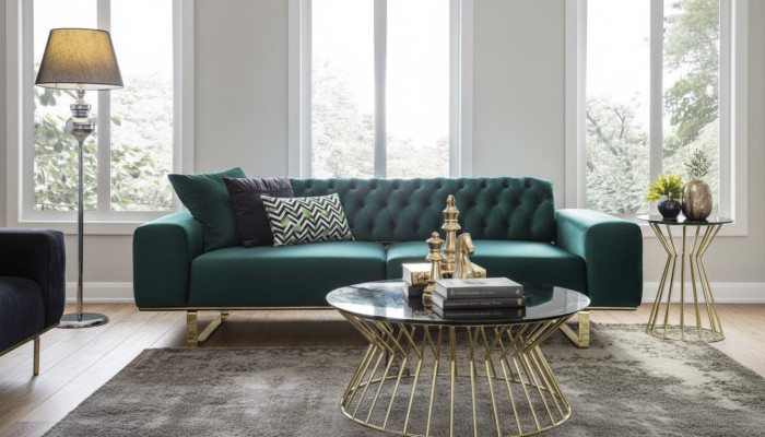 Luksusowa Sofa do Salonu 2 Siedziba Dwuosobowa Zielona Kanapa Chesterfield Kanapy Nowość