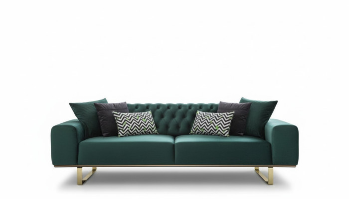 Luksusowa Sofa do Salonu 2 Siedziba Dwuosobowa Zielona Kanapa Chesterfield Kanapy Nowość
