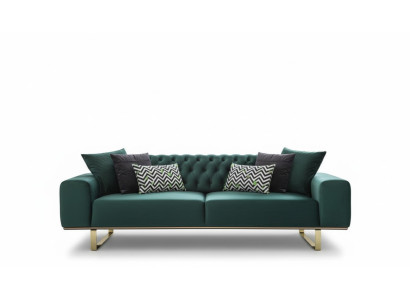 Luksusowa Sofa do Salonu 2 Siedziba Dwuosobowa Zielona Kanapa Chesterfield Kanapy Nowość