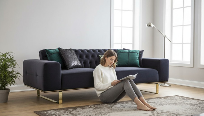 Nowoczesna Sofa 4 Siedziba Design Salon Podkładka Drewno Podkładka Modern Luxury