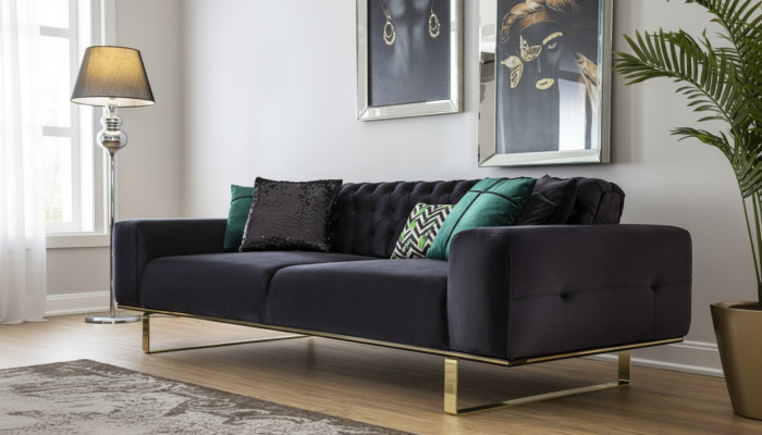Nowoczesna Sofa 4 Siedziba Design Salon Podkładka Drewno Podkładka Modern Luxury