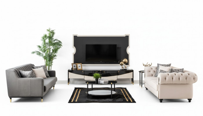 Zestaw sofowy Zestaw kanapowy Sofa Podkładka Meble stolik kawowy 3-częściowy Chesterfield