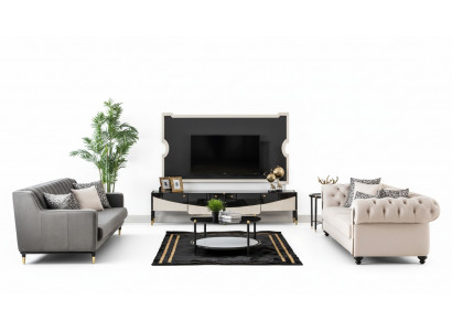 Zestaw sofowy Zestaw kanapowy Sofa Podkładka Meble stolik kawowy 3-częściowy Chesterfield