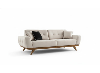 Sofa Klasyczna 2 Siedziba Design Salon Podkładka Drewno Skóra Modern Luxury Beige