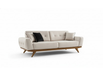 Sofa Klasyczna 2 Siedziba Design Salon Podkładka Drewno Skóra Modern Luxury Beige