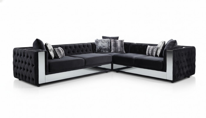 Sofa Tapicerowana Czarny Chesterfield Sofa Narożnikowa kanapa Ustawić Podkładkę Luksusowe Sofy Narożnik