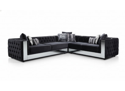 Sofa Tapicerowana Czarny Chesterfield Sofa Narożnikowa kanapa Ustawić Podkładkę Luksusowe Sofy Narożnik