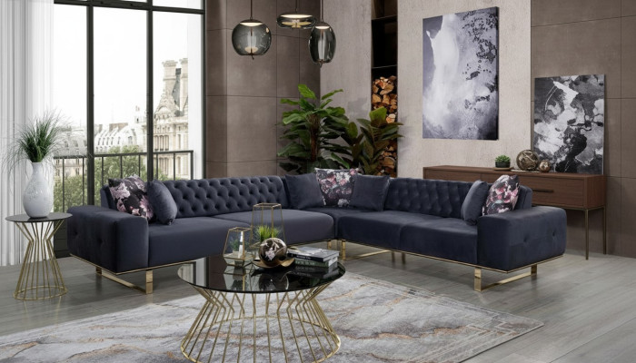 Narożnikowa kanapa Podkładka Meble Ustaw Chesterfield Zestaw narożny Sofa Materiał