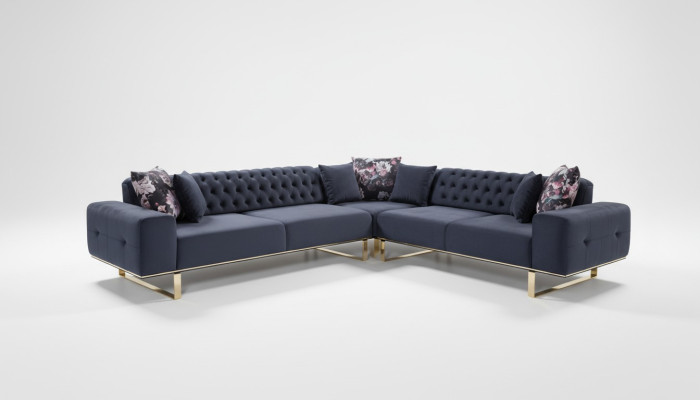 Narożnikowa kanapa Podkładka Meble Ustaw Chesterfield Zestaw narożny Sofa Materiał