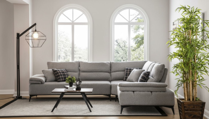 Narożnikowa kanapa Sofa w kształcie litery L Sofa Design Kanapy Podkładka Włókienniczy Nowość Narożnik Ustawić Szary