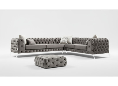 Sofa Tapicerowana Chesterfield Szara Sofa Narożnikowa kanapa Ustawić Podkładkę Luksusowe Sofy Narożnik Nowość