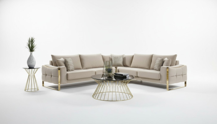 Narożnikowa kanapa Sofa w kształcie litery L Sofa Design Kanapy Podkładka Włókienniczy Narożnik Ustaw Beige