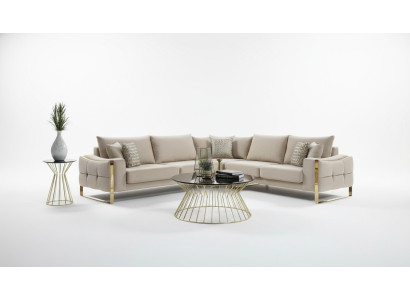 Narożnikowa kanapa Sofa w kształcie litery L Sofa Design Kanapy Podkładka Włókienniczy Narożnik Ustaw Beige