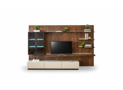 Luksusowa jednostka ścienna Szafa Półka Salon Gablota Meblościanki Drewno Design