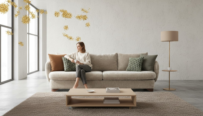 Sofa 3 miejsce do siedzenia Sofa Tapicerowana Szara Textill Siedziba Design Material Nowoczesna Kanapa Sofy Nowość