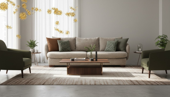 Sofa 3 miejsce do siedzenia Sofa Tapicerowana Szara Textill Siedziba Design Material Nowoczesna Kanapa Sofy Nowość