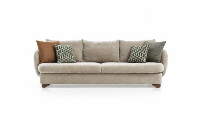 Sofa 3 miejsce do siedzenia Sofa Tapicerowana Szara Textill Siedziba Design Material Nowoczesna Kanapa Sofy Nowość