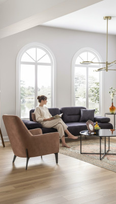Fotel brązowy Luksusowy Materiał Włókienniczy Salon Nowe Kreatywne Nowoczesny Design Meble Nowe