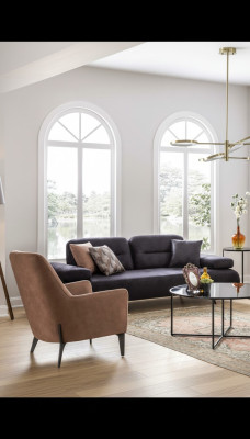 Fotel brązowy Luksusowy Materiał Włókienniczy Salon Nowe Kreatywne Nowoczesny Design Meble Nowe