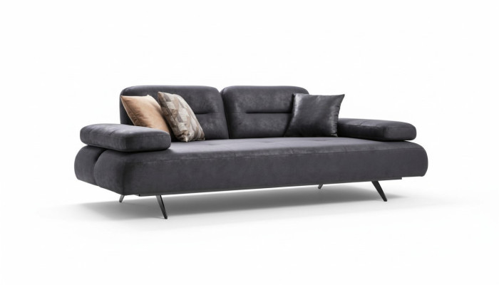 xxl Sofa 4 miejsce do siedzenia Sofa Salon Podkładka Siedziba Ustawić Skóra Szara Włókienniczy