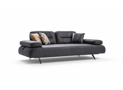xxl Sofa 4 miejsce do siedzenia Sofa Salon Podkładka Siedziba Ustawić Skóra Szara Włókienniczy