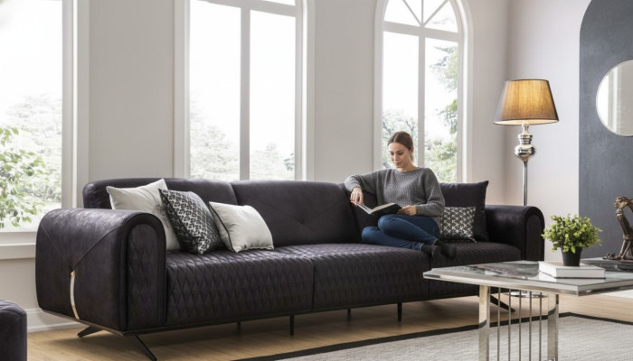Luksusowa Sofa 4 miejsce do siedzenia Skóra Salon Nowoczesny Design Sofy Podkładka Kanapy
