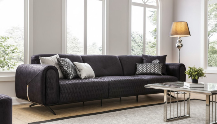 Luksusowa Sofa 4 miejsce do siedzenia Skóra Salon Nowoczesny Design Sofy Podkładka Kanapy