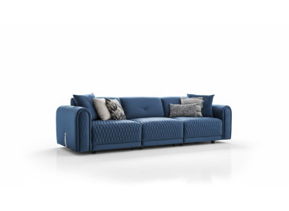 Luksusowa Sofa 4 miejsce do siedzenia Salon Nowoczesny Design Niebieskie Sofy Skóra Kanapy Nowość