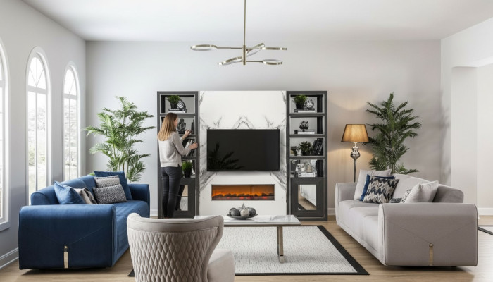 Zestaw sofowy 3+3+1 Siedziba Set Design Sofy Podkładka Skóra Kanapy Sofa