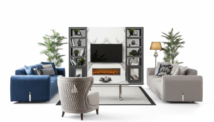 Zestaw sofowy 3+3+1 Siedziba Set Design Sofy Podkładka Skóra Kanapy Sofa