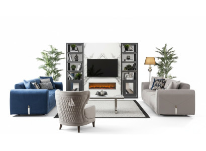 Zestaw sofowy 3+3+1 Siedziba Set Design Sofy Podkładka Skóra Kanapy Sofa