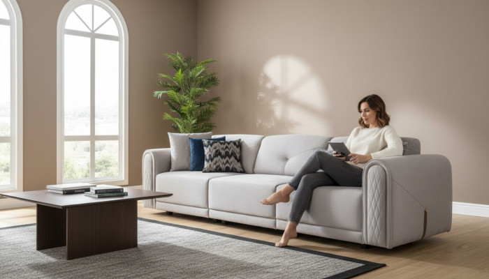 Luksusowa Sofa 4 Siedziba Materiał Salon Nowoczesny Design Sofy Podkładka Kanapy