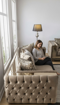 Sofa Chesterfield 4 Siedziba Salon Nowoczesny Design Niebieskie Sofy Włókiennicze Kanapy