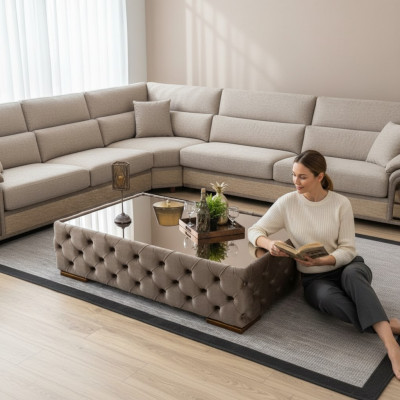 Luksusowy Klasyczny stolik kawowy Tabela Design stoły Drewno Salon Boczny Nowość