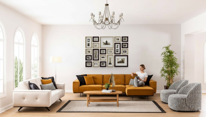 Luksusowe Kanapy Design Kanapa Sofa Włókienniczy Meble 4-częściowe. Zestaw sofowy Materiał