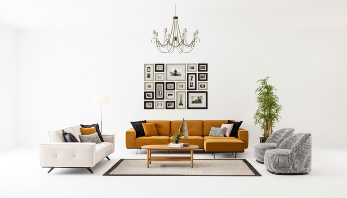 Luksusowe Kanapy Design Kanapa Sofa Włókienniczy Meble 4-częściowe. Zestaw sofowy Materiał