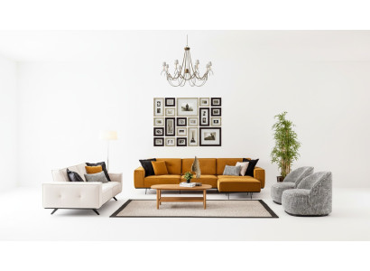 Luksusowe Kanapy Design Kanapa Sofa Włókienniczy Meble 4-częściowe. Zestaw sofowy Materiał