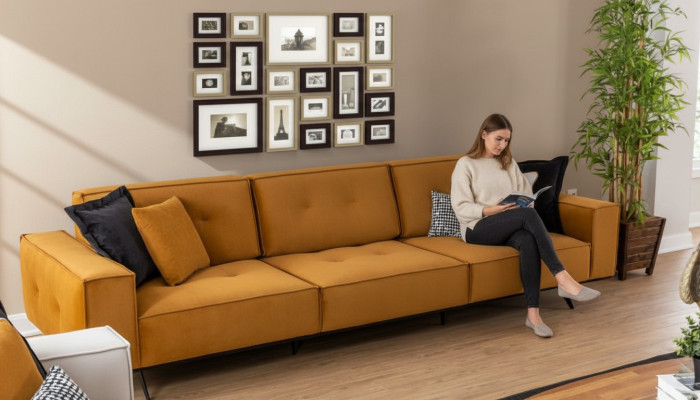 Sofa Kanapa Czteroosobowa Meble Kanapy Podkładka Sofy Włókienniczy Materiał Wyposażenia