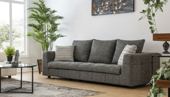 Luksusowa Sofa 4 Siedziba Materiał Salon Nowoczesny Design Szare Sofy Podkładka Kanapy