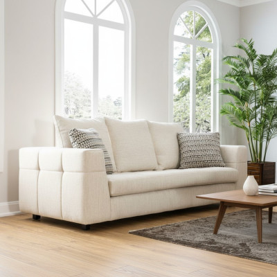 Luksusowa Nowoczesna Sofa 3 miejsce do siedzenia Sofa Tapicerowana Biały Textill Siedziba Design Couch Sofy