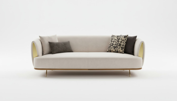 Nowoczesna sofa 2 miejsce do siedzenia Sofa tapicerowana Biały Włókienniczy Siedziba Design Couch Sofy Materiał