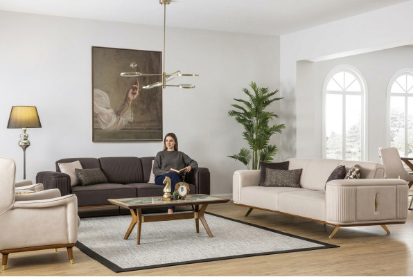 Luksusowy Zestaw Sofowy Meble Zestaw Designerskie Kanapy Obcios 4-częściowy.