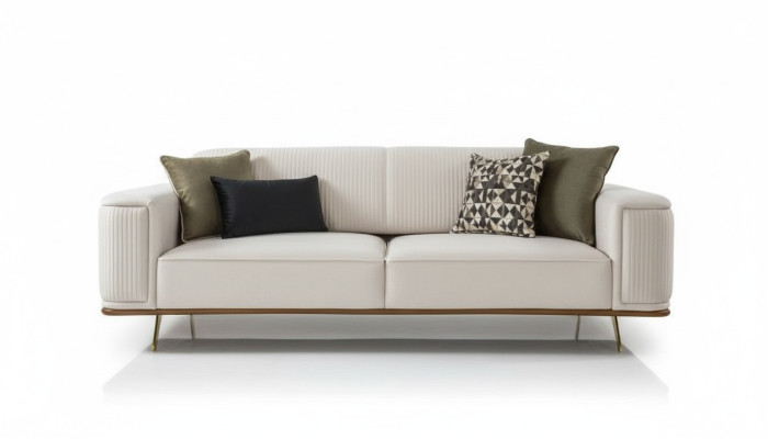 Nowoczesna sofa 3 miejsce do siedzenia Sofa tapicerowana Biały Textill Siedziba Design Couch Sofy Materiał