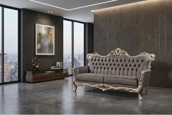 Sofa Klasyczna 3 miejsce do siedzenia Sofa Tapicerowana Biały Textill Siedziba Design Couch Sofy Materiał